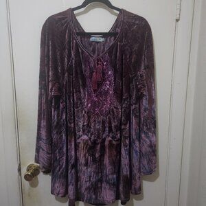 Unity World Wear Velvet Top Purple/Black Size 3X